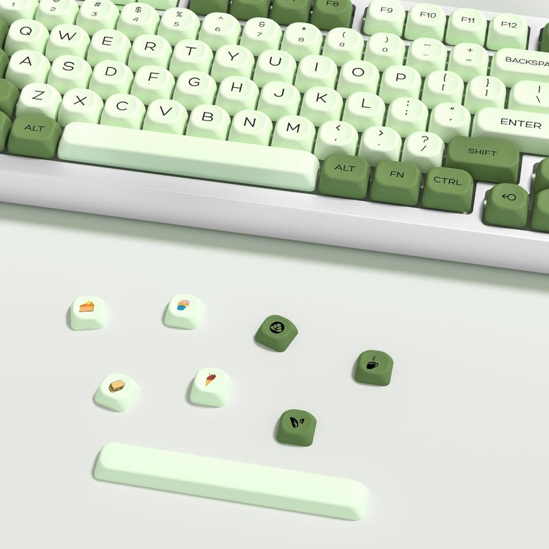 YMKPVR KBDiy Matcha KOA Profile Keycaps 60 75 100 Percent,Dye-Sublimation PBT Green Cute Custom Keyboard Keycap,143 Key Cap Set for Cherry Gateron MX Switches Mechanical Keyboards - Image 4